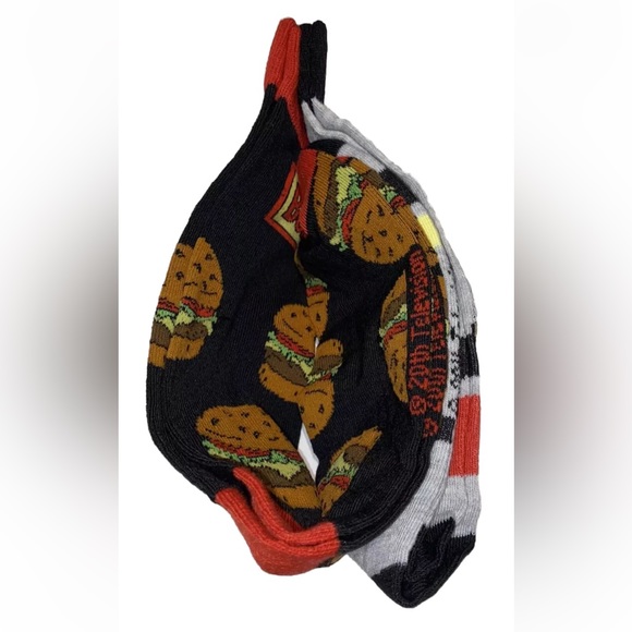 Bob’s Burgers Crew Socks 2 Pair Men's 6-12 Gray Black w Burger & Bob Animated TV - Picture 9 of 12